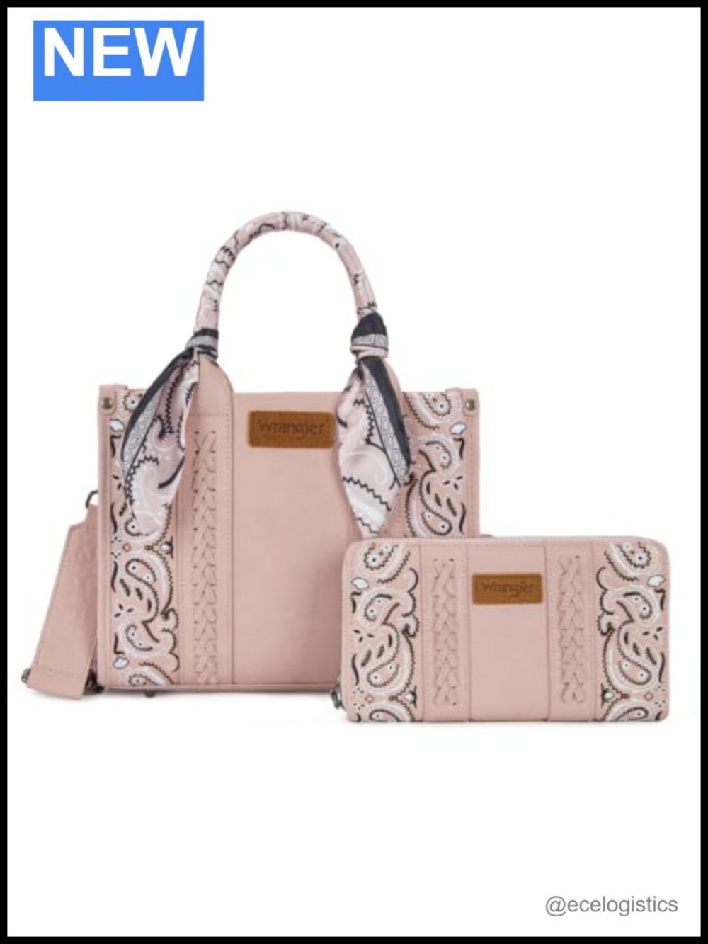 Vegan Leather Paisley Denim Tote Bag Wristlet Set Western